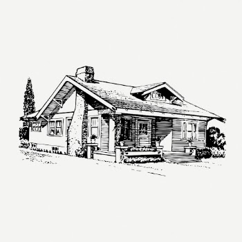 Bungalow house drawing, architecture vintage | Free PSD - rawpixel