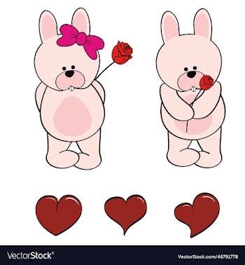 bunny character cartoon valentine rose pack