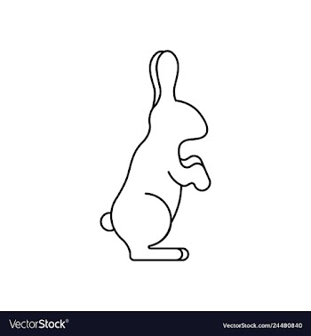 Bunny sitting warily with stand ears and tucked pa vector image