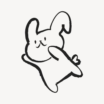 Bunny sticker, cute doodle in black | Free Vector Illustration - rawpixel