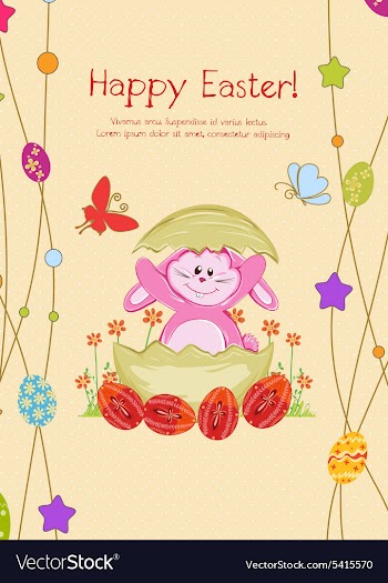 Bunny with eggs vector image