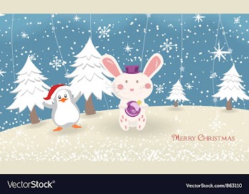Bunny with penguin vector image