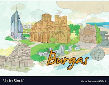Burgas doodles vector image