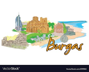 Burgas doodles vector image