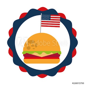 burger and flag american food celebration