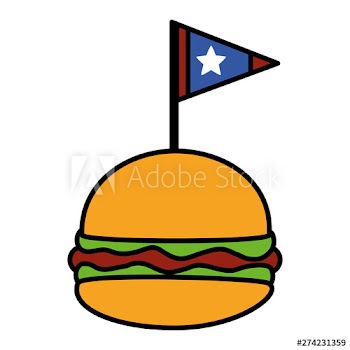 burger and flag american independence day