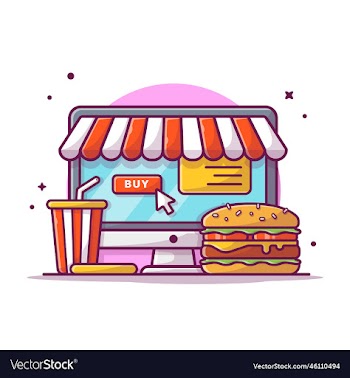 burger and soft drink with monitor cartoon