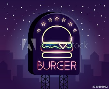 burger food neon light label