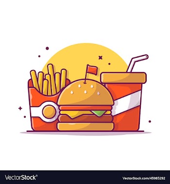 burger french fries and soft drink cartoon
