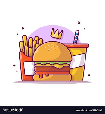 burger french fries and soft drink cartoon