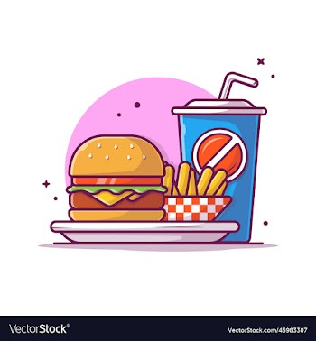 burger french fries and soft drink cartoon