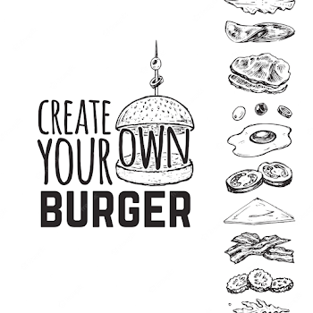 burger hand drawn vintage
