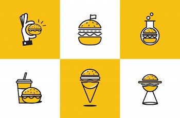 Burger line art icon set Free Vector