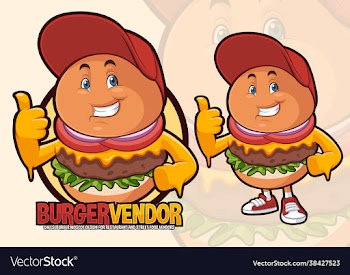 burger mascot design for street food vendor