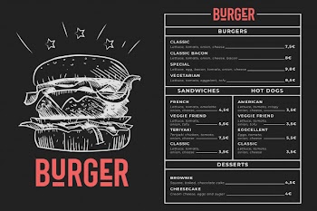 Burger menu blackboard Free Vector