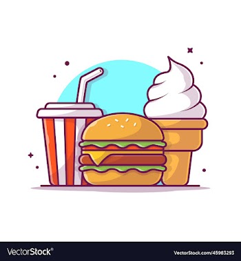 burger soft drink and ice cream cartoon