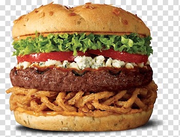 Burger with meat and vegetable, Red Robin Gourmet Burger transparent background PNG clipart