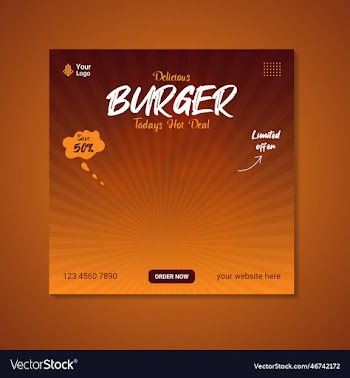 burgers social media post banner template