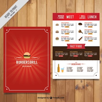 Burguer bar red menu template Free Vector