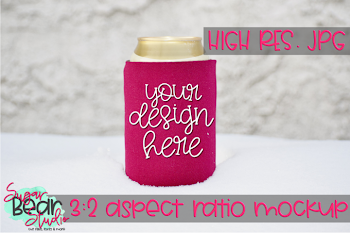 Burgundy Can Holder Mockup