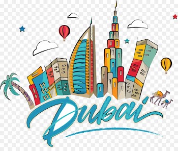 Burj Khalifa Skyline Clip art - Drawing comic world city landmarks in Dubai 