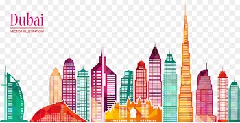 Burj Khalifa Skyline Skyscraper Illustration - Dubai city vector illustration 