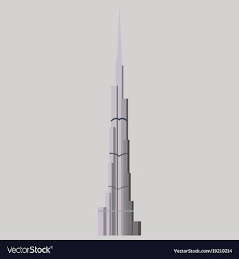 Burj khalifa tower icon uae dubai symbol gray vector image