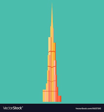 Burj khalifa tower icon uae dubai symbol gray vector image