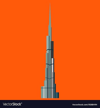 Burj khalifa tower icon uae dubai symbol gray vector image