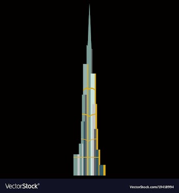 Burj khalifa tower icon uae dubai symbol gray vector image