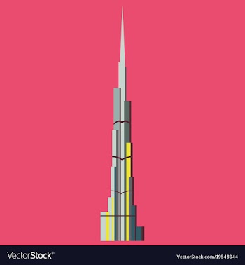 Burj khalifa tower icon uae dubai symbol gray vector image