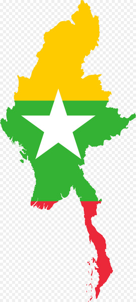 Burma Flag of Myanmar Vector Map - map 
