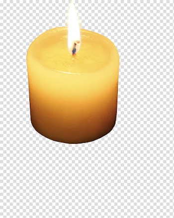 Burning candle, yellow tealight candle with light transparent background PNG clipart