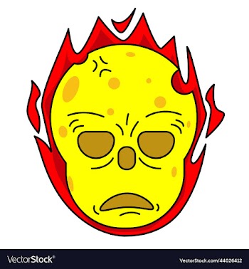 burning cheese skull head cartoon