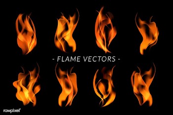 Burning flames set | Free stock vector - 591753