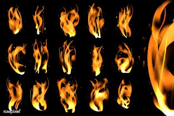 Burning flames set | Free stock vector - 591788