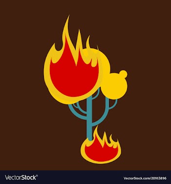 Burning forest tree in fire flames - natural vector image