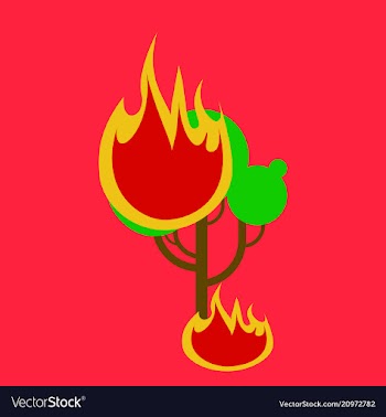 Burning forest tree in fire flames - natural vector image