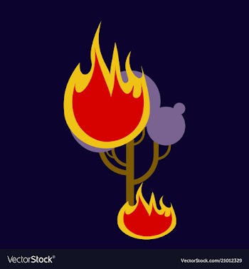 Burning forest tree in fire flames - natural vector image