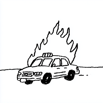 Burning Police Car Illustration