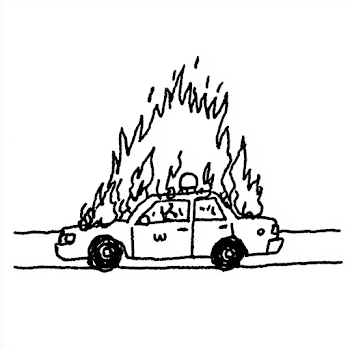 Burning Police Car Illustration