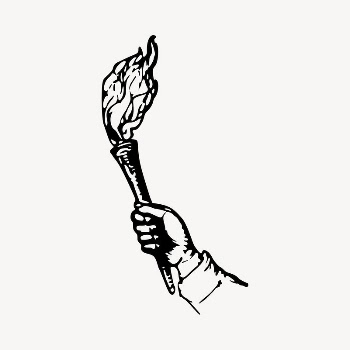 Burning torch clipart, vintage hand | Free Vector - rawpixel