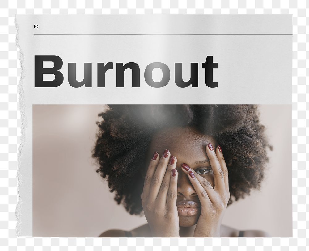 Burnout newspaper, mental health concept | Free PNG - rawpixel