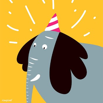 Bush elephant wearing a party hat vector grap.. | Free stock vector - 477001