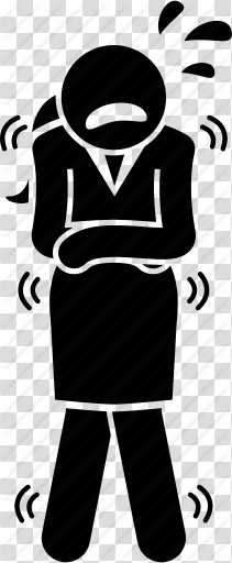 Business, businesswoman, feeling, nervous, scared, shaking, woman icon
