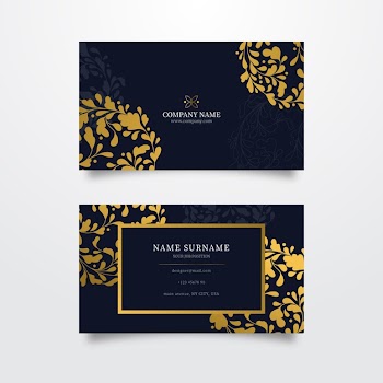 Business card golden floral template Free Vector