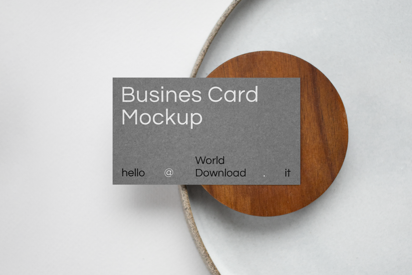 Business Card on Plate PSD Mockup
