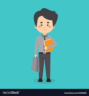 business character standing with file