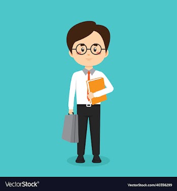 business character standing with file