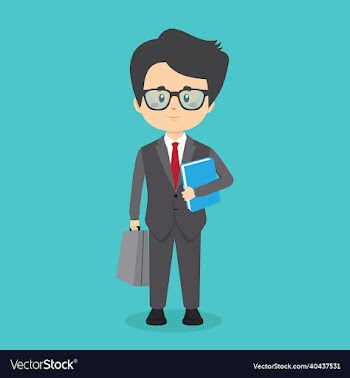 business character standing with file